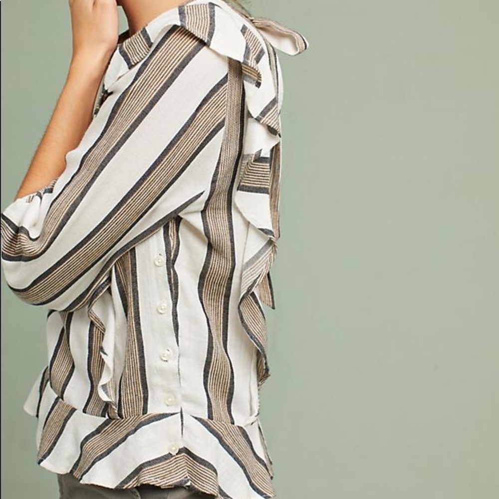 Anthropologie Side Ruffle Blouse